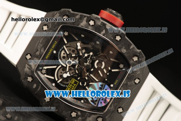 Richard Mille RM35-02 Carbon Fiber With Miyota 9015 Movement 1:1 Clone White Rubber - Click Image to Close